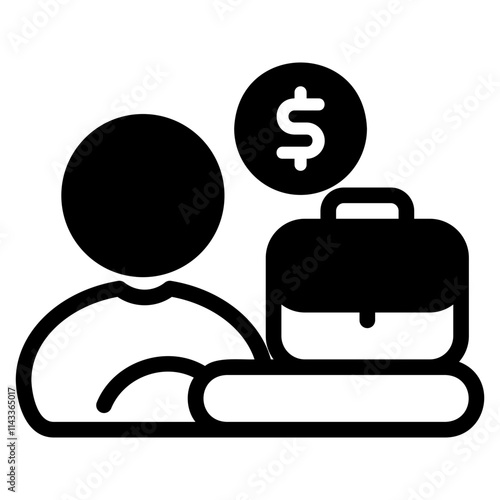 Male self employed icon with glyph style