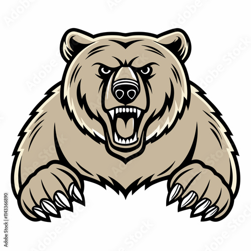 Vector Illustration of a Furious Bear with a Bold and Aggressive Stance Featuring Sharp Details and Dynamic Expression