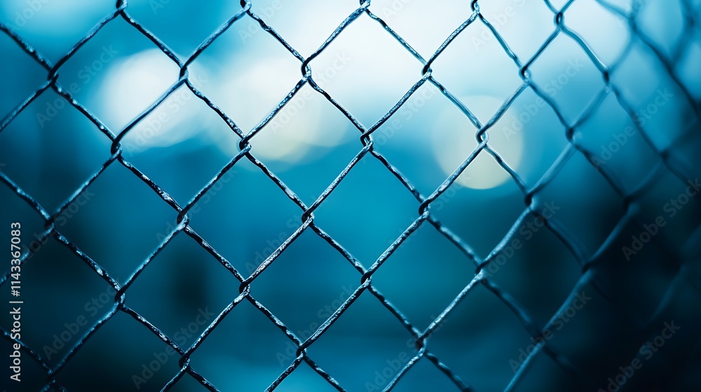 Fototapeta premium Metal Chain Link Fence, Abstract Background. Concept of confinement, security, and privacy.