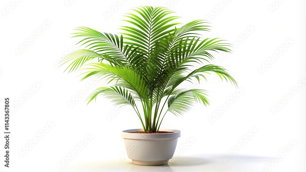 Silhouetted Palm Tree Potted - White Background AI Art Silhouetted Palm Tree Potted - White Background AI Art