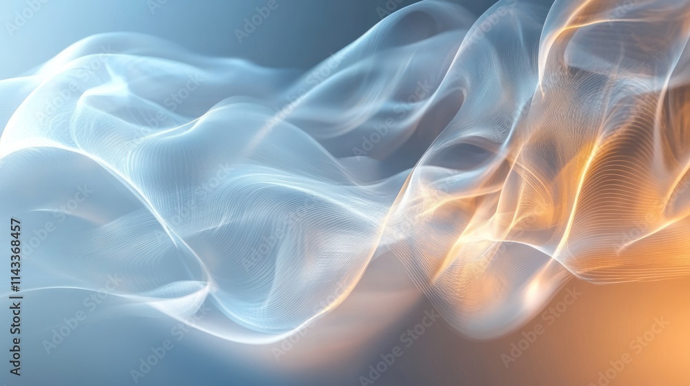 Fototapeta premium Abstract swirls of light in blue and orange hues representing fluid motion and energy.