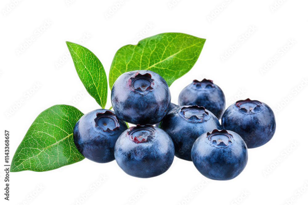 a cluster of fresh blueberries with green leaves isolated on a transparent background a cluster of fresh blueberries with green leaves isolated on a transparent background