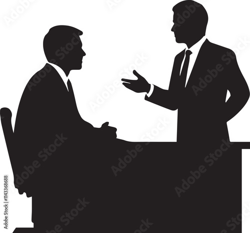 Silhouette of Lawyer talking to a witness vector silhouette