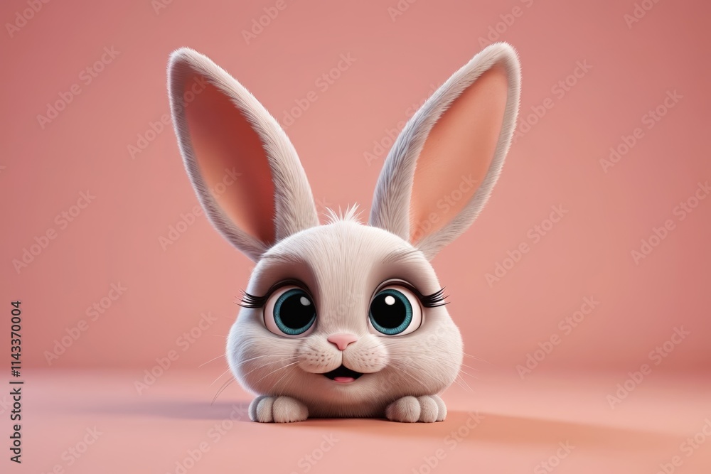 Obraz premium there is a white rabbit with big eyes and a pink background