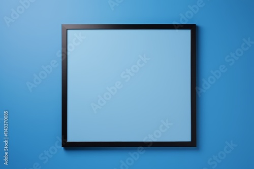 arafed picture of a black frame on a blue wall