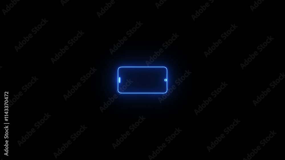 Neon glowing phone icon rotation animation concept ,simple lighting phone rotation Neon glowing phone icon rotation animation concept ,simple lighting phone rotation