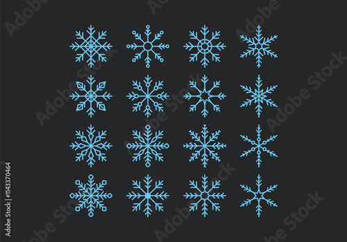 collection vector of blue snowflakes icon in any variation illustration