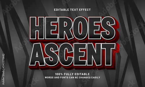 heroes ascent editable text effects with a hero and brave theme