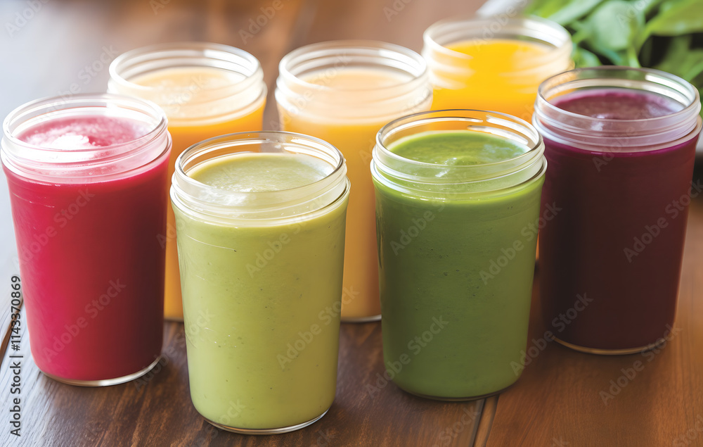 Refreshing fruit smoothies served cold as a healthy drink. Refreshing fruit smoothies served cold as a healthy drink.