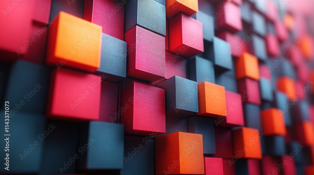 Fototapeta premium abstract 3d render multicolored geometric background with cubes motion design seamless looped animatio