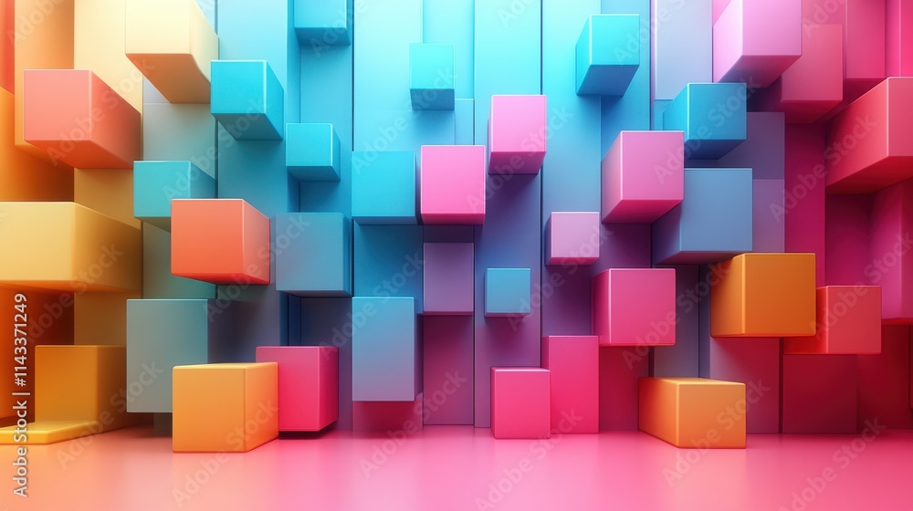 abstract 3d render multicolored geometric composition background design with cube abstract 3d render multicolored geometric composition background design with cube
