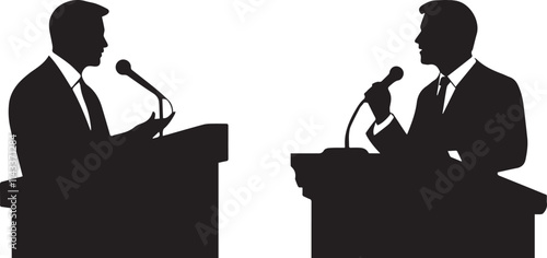 Silhouette of lawyer making a speech in the courtroom vector silhouette
