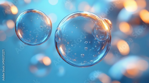 Wallpaper Mural abstract 3d render of blue bubble modern background desig Torontodigital.ca