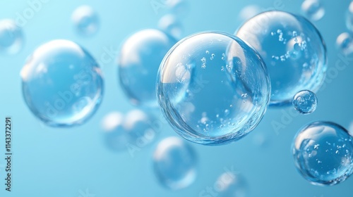 abstract 3d render of blue bubble modern background desig