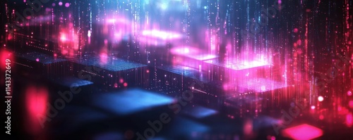 Futuristic Abstract Digital Landscape Background for Technology Data Transfer and Artificial Intelligence