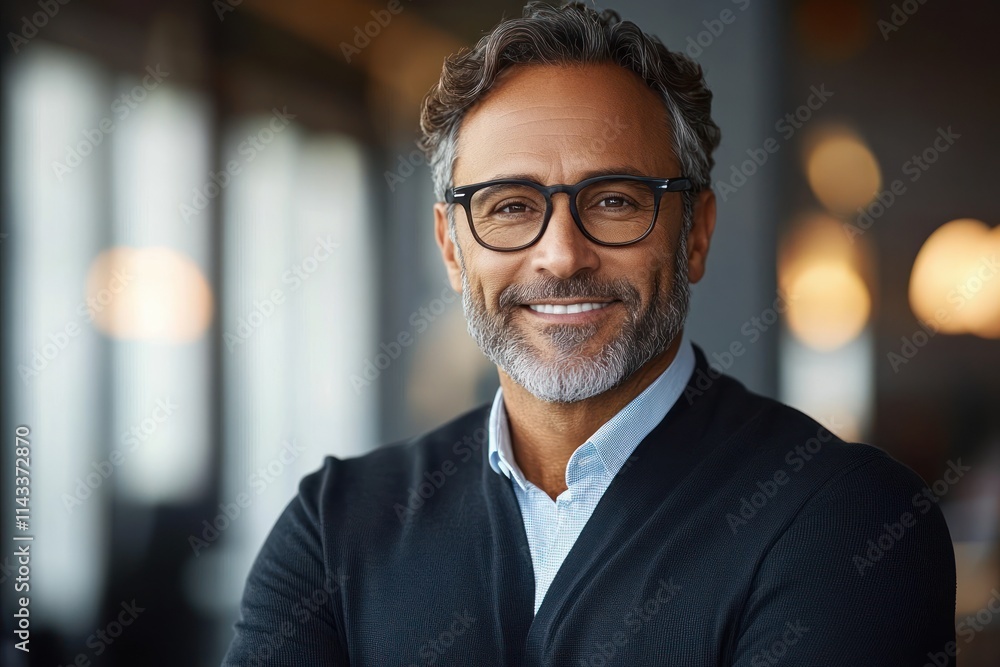 Fototapeta premium Businessman Office Portrait Middle Aged Smiling Corporate Manager Professional Businessperson