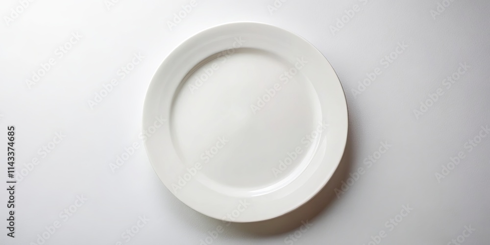 A pristine white plate, clean and empty, awaits the culinary masterpiece to grace its surface. A pristine white plate, clean and empty, awaits the culinary masterpiece to grace its surface.