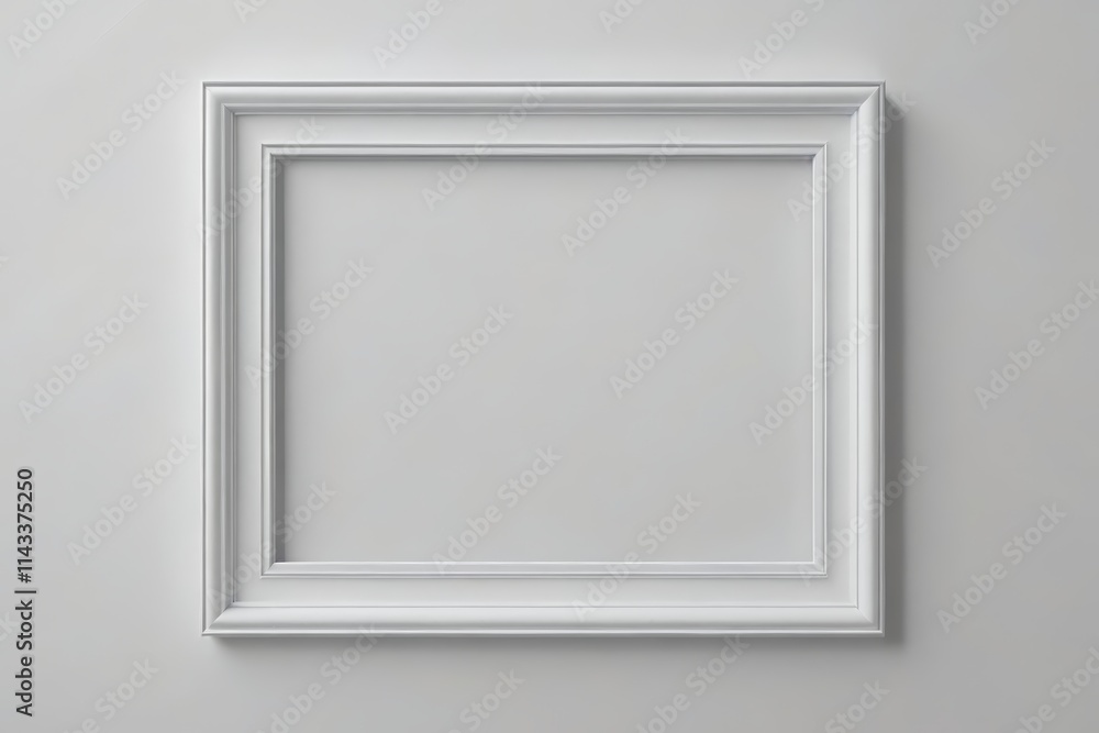 a white frame on a wall with a shadow a white frame on a wall with a shadow