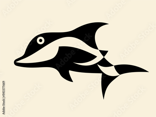 bottlenose dolphin Vector Black and White front view