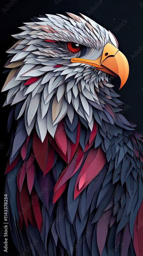 Fototapeta premium Majestic Bald Eagle Paper Art Design