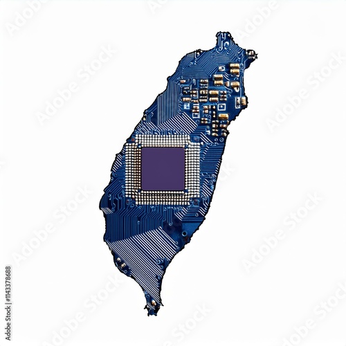 Semiconductor microchip computer chip technology background in the shape of Taiwan photo