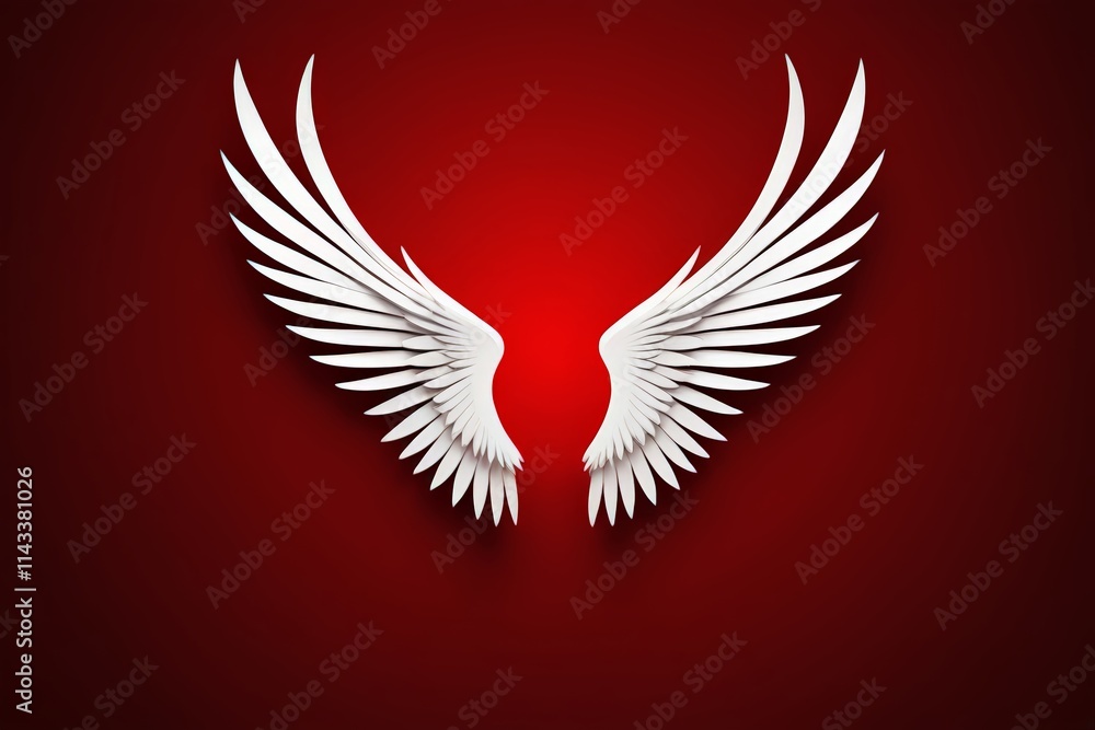 Obraz premium a close up of a white angel wings on a red background