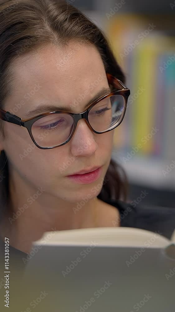 A Focused Woman Engaged in Deep Reading in a Modern and Contemporary Setting Environment A Focused Woman Engaged in Deep Reading in a Modern and Contemporary Setting Environment