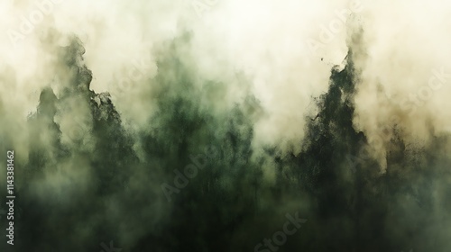 Abstract Green Foggy Landscape Artistic Painting