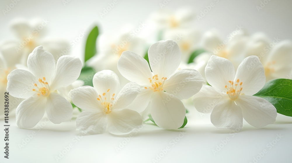 Obraz premium arabian jasmine flower close up stock image isolated on white background jasmine