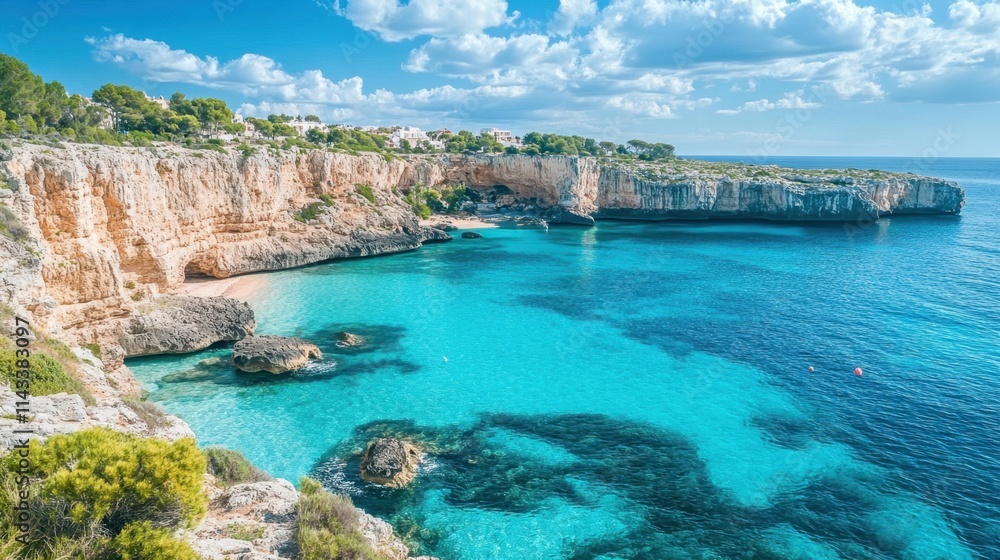 Obraz premium Stunning Coastal Landscape with Turquoise Water and Cliffs