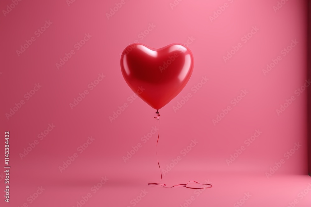 arafed red heart shaped balloon floating in a pink room arafed red heart shaped balloon floating in a pink room