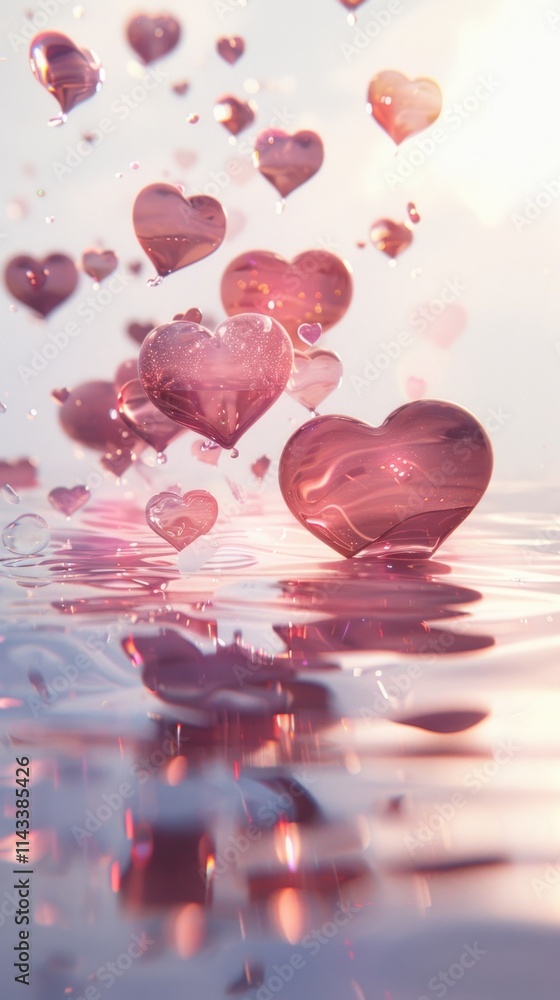 A captivating digital showcasing a tranquil scene of heart shaped water reflections sparkling with a mesmerizing display of romantic emotions and ethereal beauty A captivating digital showcasing a tranquil scene of heart shaped water reflections sparkling with a mesmerizing display of romantic emotions and ethereal beauty