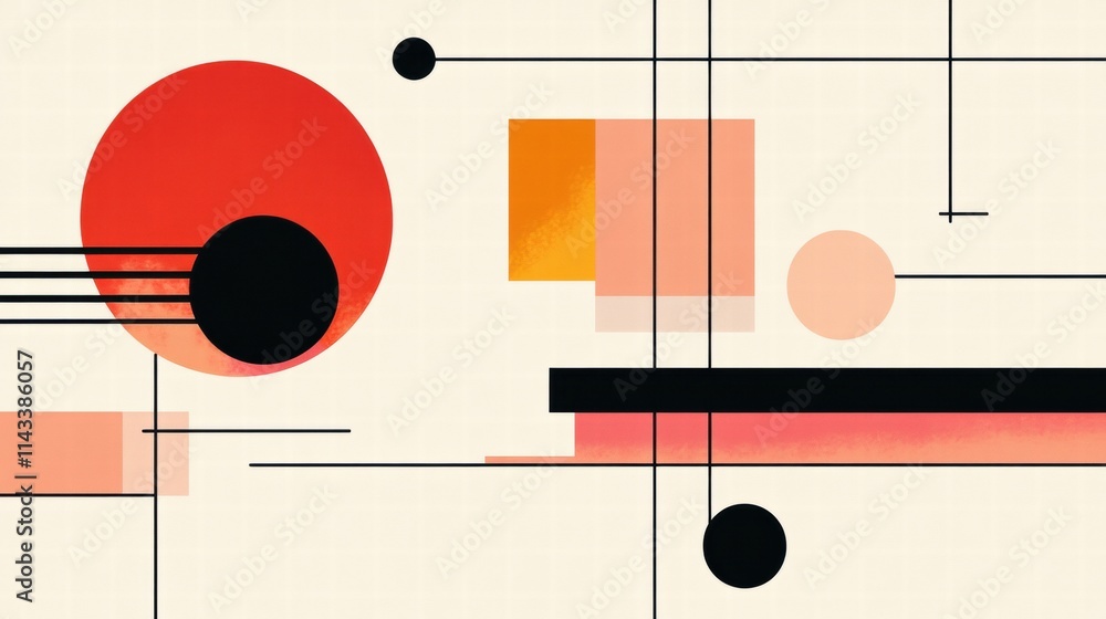 Vibrant Abstract Shapes with Circles and Lines on Soft Background Vibrant Abstract Shapes with Circles and Lines on Soft Background
