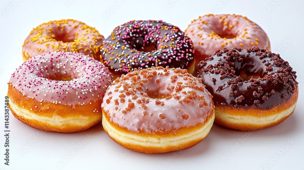 Assorted Delicious Donuts with Sprinkles, A Sweet Treat Assorted Delicious Donuts with Sprinkles, A Sweet Treat