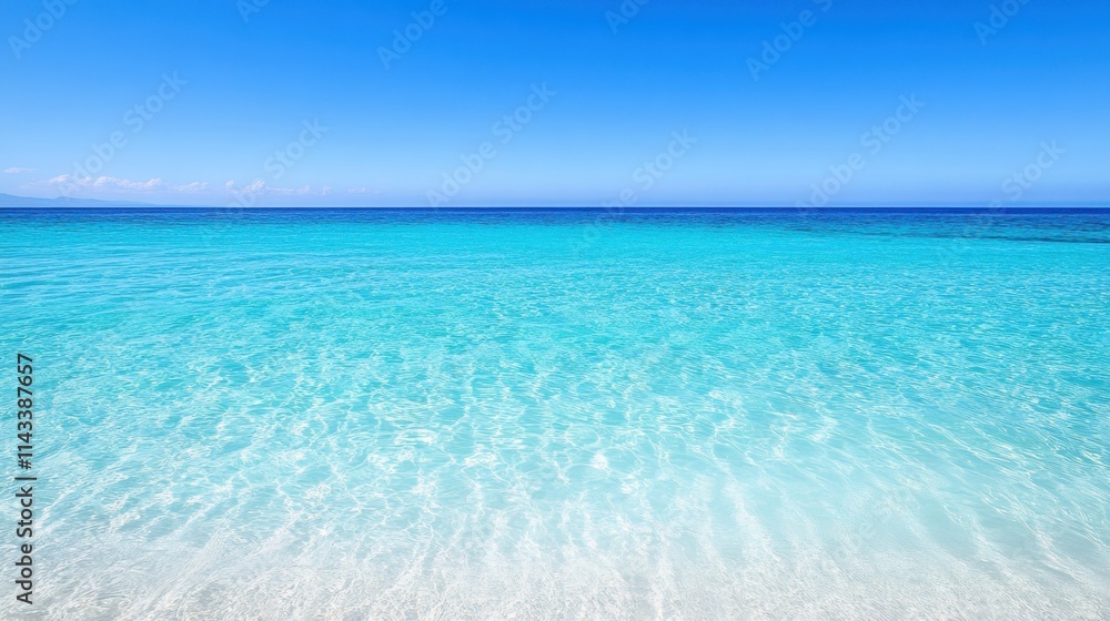 Obraz premium Serene Calm Blue Ocean Under Clear Sky in Tropical Paradise