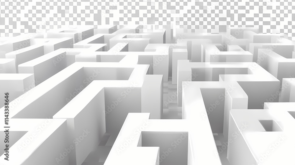Digital png illustration of white labyrinth and cubes with copy space on transparent background. Labyrinth. Illustration Digital png illustration of white labyrinth and cubes with copy space on transparent background. Labyrinth. Illustration