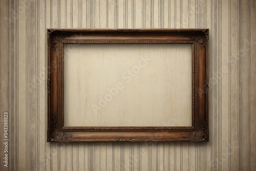 arafed picture of a picture frame on a wall with a striped background photo