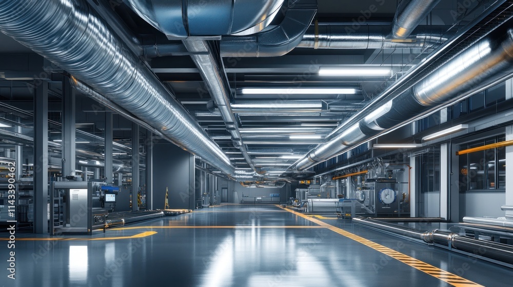 Industrial Interior with Extensive Piping System Industrial Interior with Extensive Piping System