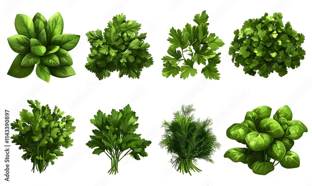 Variety of fresh herbs, isolated on white. Variety of fresh herbs, isolated on white.