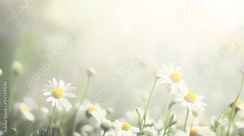 Delicate White Daisies in a Sunny Field