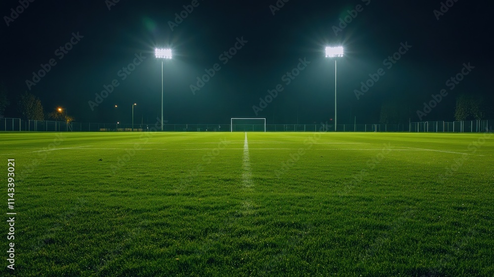 Illuminated Football Field at Night Illuminated Football Field at Night
