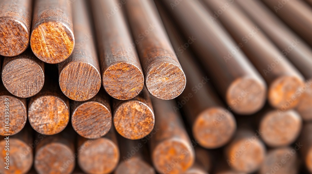 Stack of Rusty Metal Rods Industrial Material Texture Stack of Rusty Metal Rods Industrial Material Texture