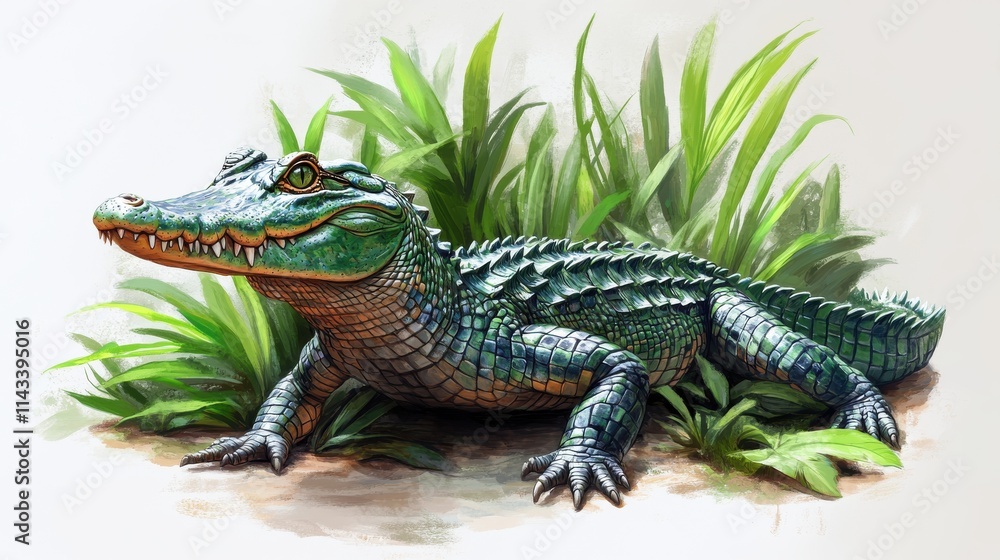 Naklejka premium illustration of crocodile isolated on white background crocodile
