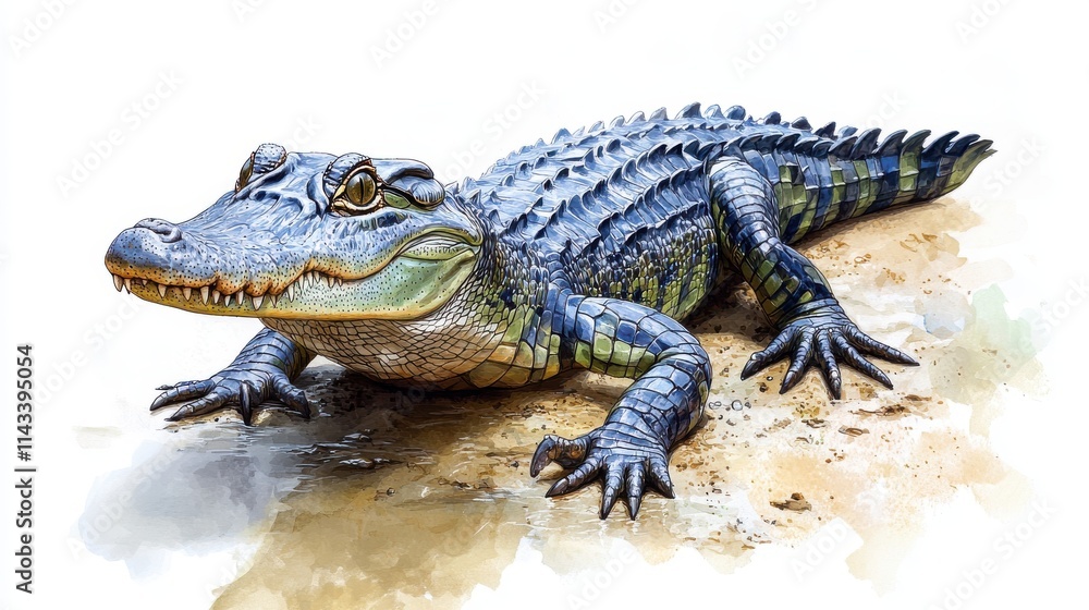 Naklejka premium illustration of crocodile isolated on white background crocodile
