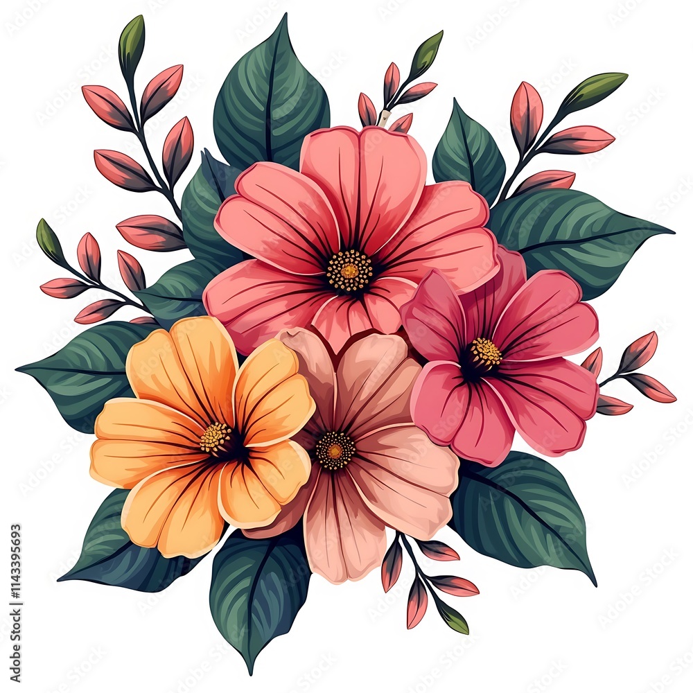 Obraz premium Elegant Flower Clip Art Set: Vector Flowers, PNG Clipart & Bouquet Designs
