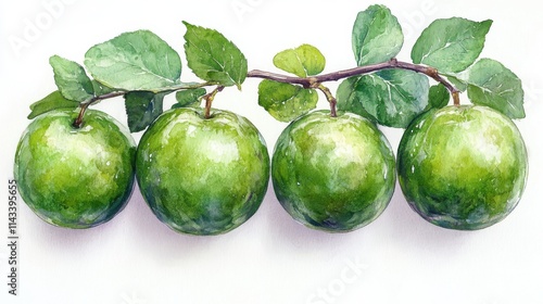 illustration of greengage isolated on white background photo