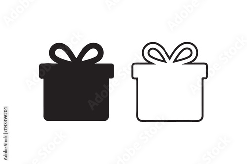 Gift box icon vector. giftbox design silhouette isolated on white background. Gift box icons in Trendy Flat style. Gift boxes with ribbon icons Set. 