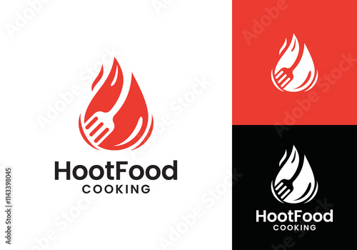 fire with spatula logo combination. hot cooking restaurant food design vector concept
