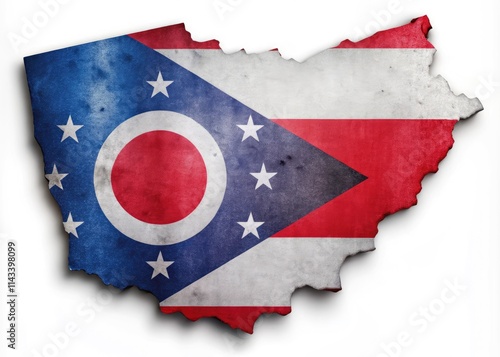 Ohio State Map Flag Design, Artistic Ohio Map Image, Creative Ohio State Flag Photography photo