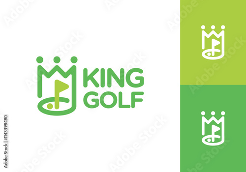 abstract king golf port logo design concept